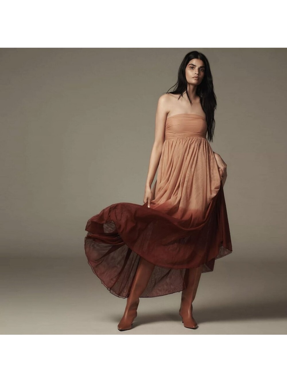 Anthropologieโ Let Me Be Strapless Ombre Maxi Dress Size Large NWT